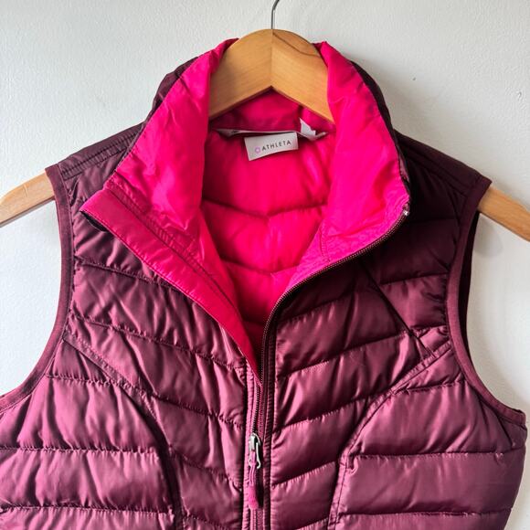 Athleta Vest Women S Red Burgundy InsulEight Stowable Goose Down Quilted Puffer - Picture 6 of 10